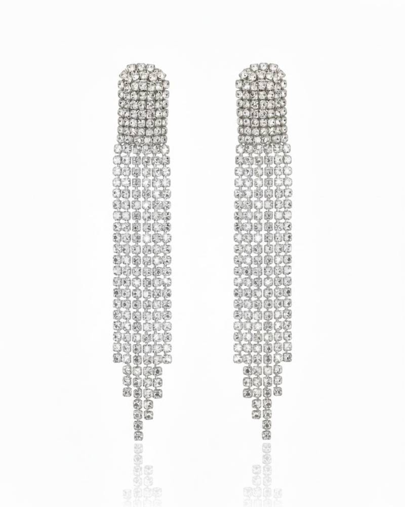 Silver rhinestone cocktail danglers