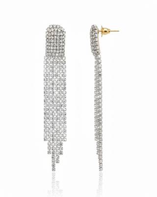 Women’s Silver Rhinestone Cocktail Danglers | Crystal Statement Drop Earrings | Party Wear Jewelry 2