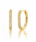 White Stone Huggie Earrings in 925 Sterling Silver | Minimal Luxe 18K Gold Plated Hoops