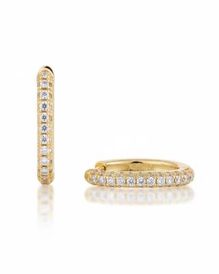White Stone Huggie Earrings in 925 Sterling Silver | Minimal Luxe 18K Gold Plated Hoops 2