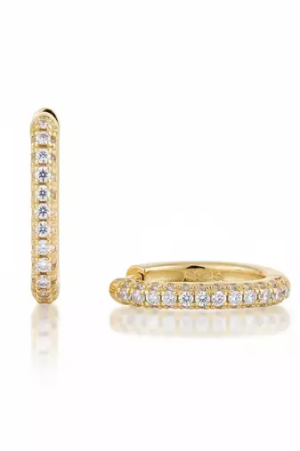 White Stone Huggie Earrings in 925 Sterling Silver | Minimal Luxe 18K Gold Plated Hoops