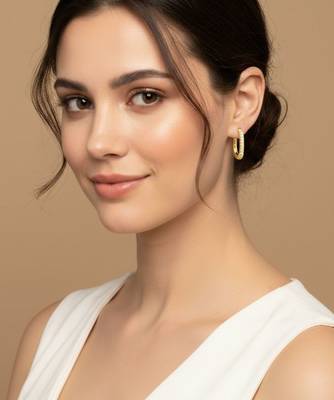 White Stone Huggie Earrings in 925 Sterling Silver | Minimal Luxe 18K Gold Plated Hoops 3