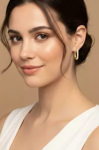 White Stone Huggie Earrings in 925 Sterling Silver | Minimal Luxe 18K Gold Plated Hoops