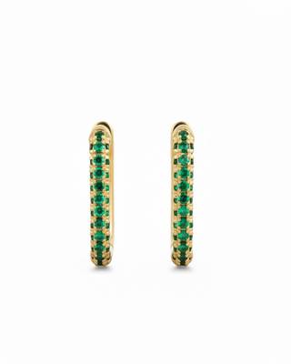 Green Stone Huggie Earrings in 925 Sterling Silver | Minimal Luxe 18K Gold Plated Hoops 2