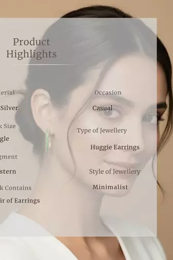 Green Stone Huggie Earrings in 925 Sterling Silver | Minimal Luxe 18K Gold Plated Hoops