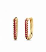 Red Stone Huggie Earrings in 925 Sterling Silver | Minimal Luxe 18K Gold Plated Hoops