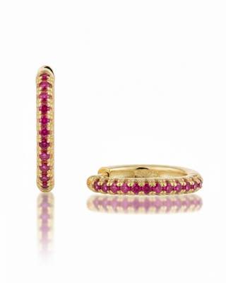 Red Stone Huggie Earrings in 925 Sterling Silver | Minimal Luxe 18K Gold Plated Hoops 2