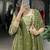 Incredible Olive Green Sequins Organza Mehendi Wear Salwar Suit
