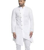White chikankari cotton embroidery men kurta