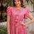 Pretty Pink Floral Embroidered Cotton Office Wear Dress