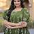 Exclusive Green Printed Cotton Casual Wear Dress