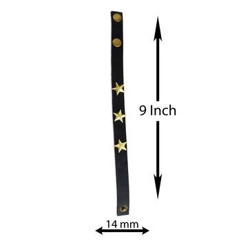 Pure leather star charms unisex bracelet men women bikers accessory 2