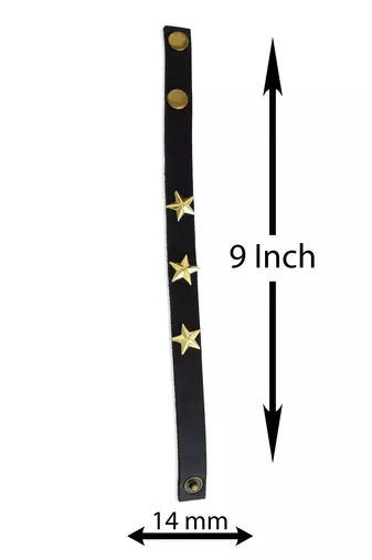 Pure leather star charms unisex bracelet men women bikers accessory