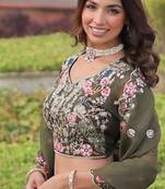 Womens Trending Gold Crush with Sequins Zari and Codding Embroidered Work Lehenga Choli