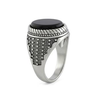 Brass antique silver plated black onyx finger ring men evil protection 3