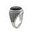 Brass antique silver plated black onyx finger ring men evil protection