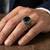 Brass antique silver plated black onyx finger ring men evil protection