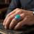 Brass silver natural turquoise firoza finger ring for men