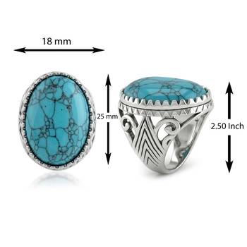 Brass silver natural turquoise firoza finger ring for men 2