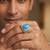 Brass silver natural turquoise firoza finger ring for men