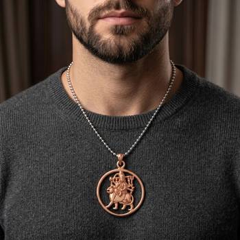 Pure copper sherawali ma durga mata pendant for men women 4