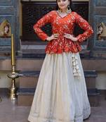 Womens New Bollywood Style  Zari Embroidered with Mirror Lace Embellished work Lehenga Choli