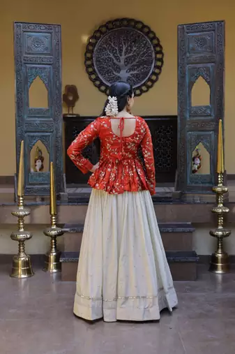 Womens New Bollywood Style Zari Embroidered with Mirror Lace Embellished work Lehenga Choli