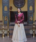 Womens New Bollywood Style Zari Embroidered with Mirror Lace Embellished work Lehenga Choli