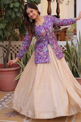 Womens New Bollywood Dola silk with Meena Weaving With Sequins coding Embroidered lace Work Lehenga Choli