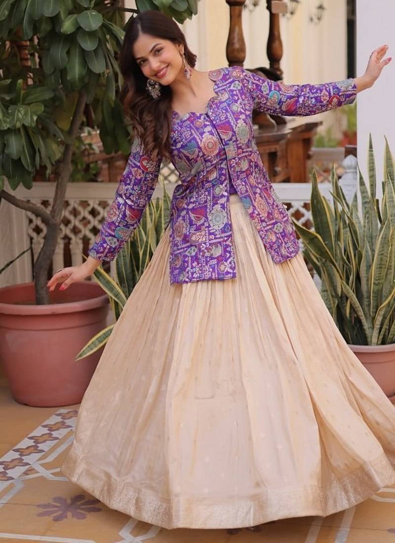 Womens New Bollywood Dola silk with Meena Weaving With Sequins coding Embroidered lace Work Lehenga Choli