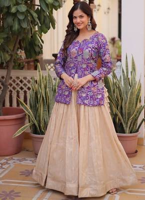 Womens Bollywood Dola silk blend with Meena Weaving With Sequins coding Embroidered lace Work Lehenga Choli 2