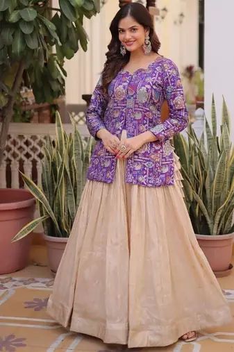 Womens Bollywood Dola silk with Meena Weaving With Sequins coding Embroidered lace Work Lehenga Choli