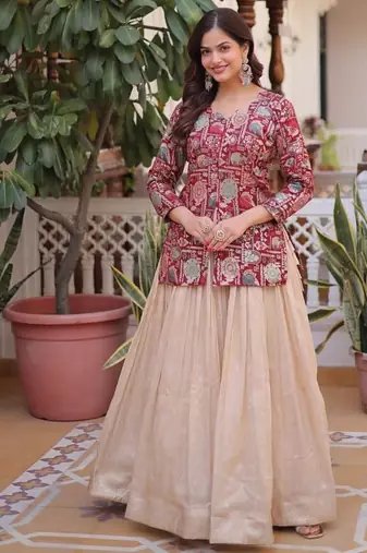 Womens New Bollywood Dola silk with Meena Weaving With Sequins coding Embroidered lace Work Lehenga Choli
