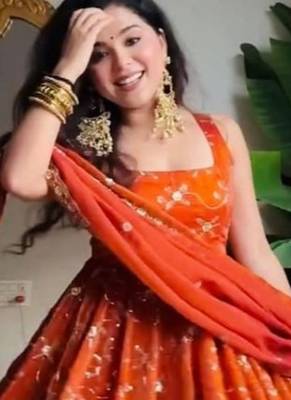 Orange embroidery georgette fully stitched anarkali suit set 2