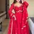 Red embroidery faux tussar silk fully stitched anarkali suit set