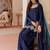 Navy-blue embroidery crepe fully stitched farshi salwar suit set