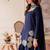 Navy-blue embroidery crepe fully stitched farshi salwar suit set