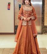 Orange Embroidery Simmer Silk Lehenga Dupatta With Top
