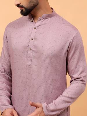 Lavender sequins work rayon men kurta 2