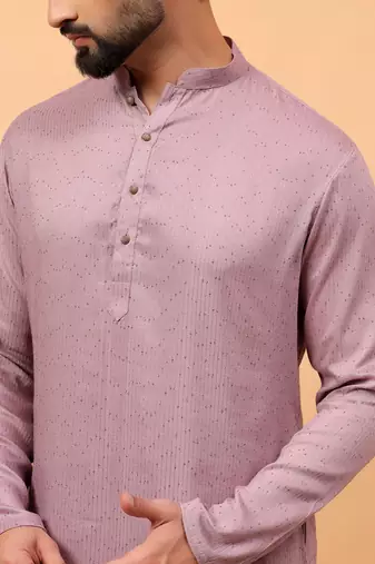 Lavender sequins work rayon men kurta