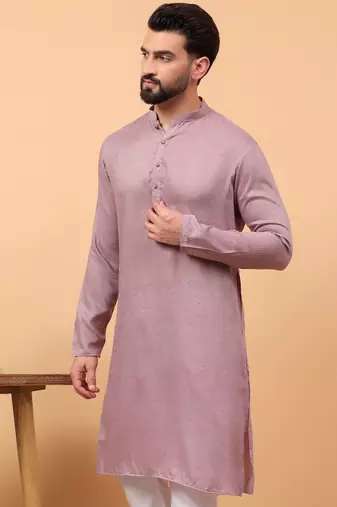 Lavender sequins work rayon men kurta