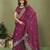 Wine fendy chiffon embroiderd sequence work saree with matching blouse piece