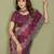 Wine fendy chiffon embroiderd sequence work saree with matching blouse piece
