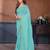 Blue crunchy cruss silk embroiderd saree with contrast blouse piece