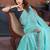 Blue crunchy cruss silk embroiderd saree with contrast blouse piece