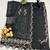 Black chiffon semi stitched suit with embroidery & crystal khatli work