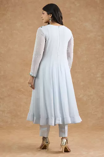 Light blue georgette applique work anarkali set