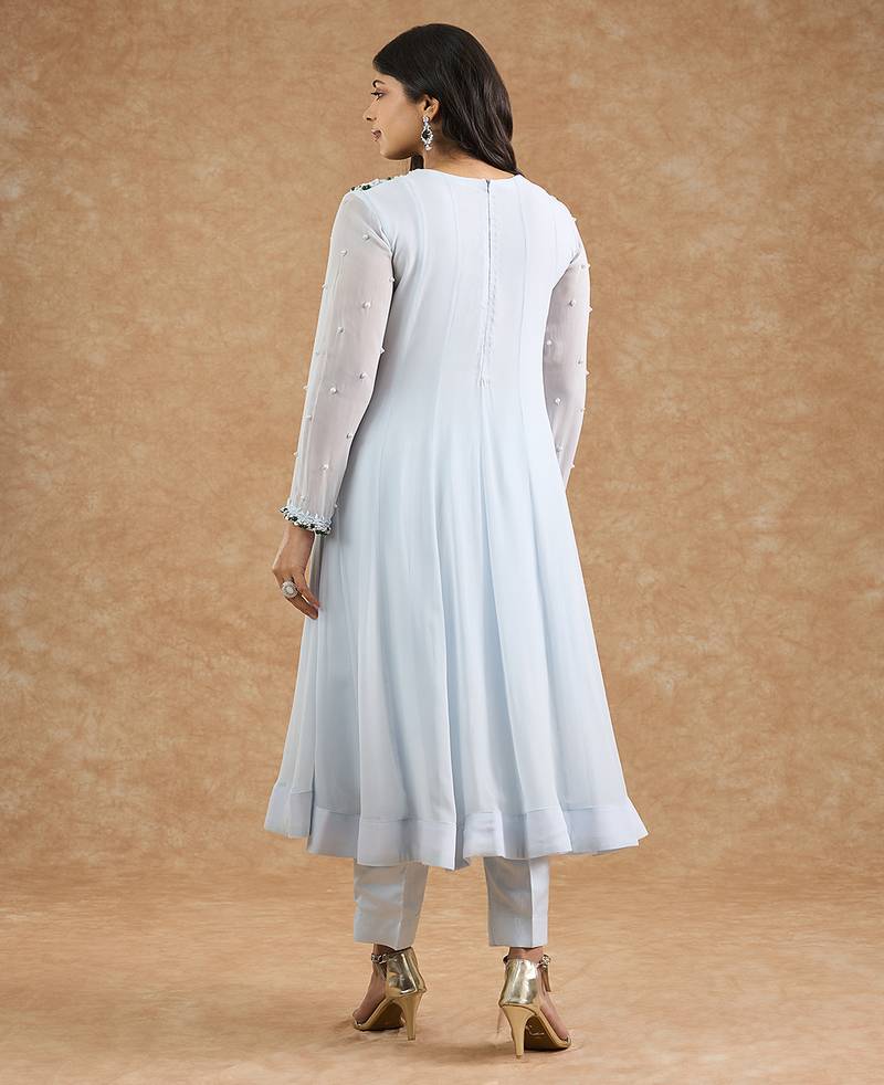 Light blue georgette applique work anarkali set