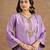 Dull purple opara silk hand embroidered kurta set