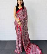 Maroon Color  Heavy Mirror Work with Elegant Latkan Pallu Border Work Satin Saree